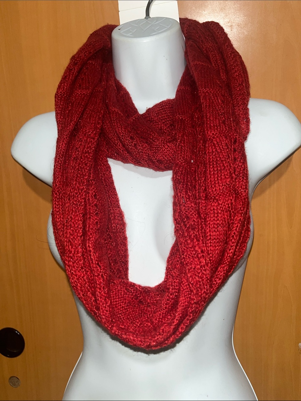 Liz Claiborne Red Cable Knit Infinity Scarf
